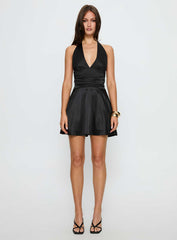 Odelina Halter Mini Dress Black