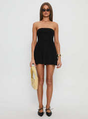 Dalilah Strapless Rib Knit Mini Dress Black
