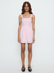 Yoselyn Pleat Mini Dress Pink Check
