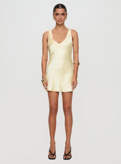 Kingslie Low Back Mini Dress Baby Yellow