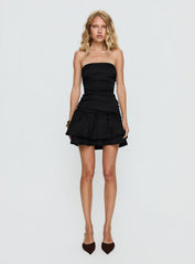 Grayce Strapless Ruched Mini Dress Black