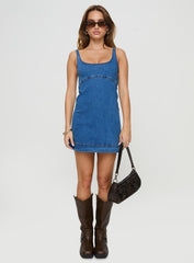 Rautha Denim Mini Dress Mid Wash Tall