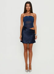 Elemental Strapless Mesh Mini Dress Navy