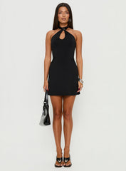 Daryna Halter Keyhole Mini Dress Black