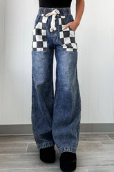 Hazel Blues® | Checkered Wide Leg Jeans