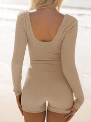 Hazel Blues® | Scoop Neck Long Sleeve Top and Shorts Set