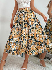 Hazel Blues® | Printed Elastic Waist Midi Skirt