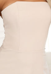 LBD Exclusive Beige Elara Bardot Gown