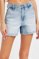 Hazel Blues® | Risen High Rise Denim Shorts