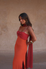 Zahara Dress in Orange and Red - Shipping/Envio 25/05 to 29/05
