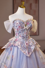 Off the Shoulder Purple Embroidery A-line Short Ball Gown