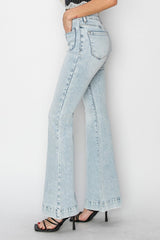 Hazel Blues® | Risen High Rise Front Patch Pocket Flare Jeans