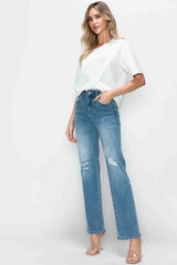 Hazel Blues® | bytos Distressed High Rise Straight Jeans