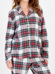Hazel Blues® | Plaid Collared Neck Button Up Top and Pants Lounge Set