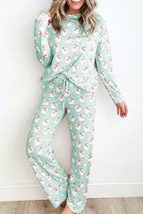 Hazel Blues® | Santa Print Long Sleeve Top and Pants Lounge Set