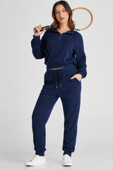 Hazel Blues® | Drawstring Half Zip Hoodie and Joggers Active Set