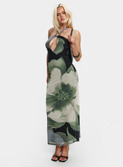 Zelle Halter Cut Out Maxi Dress Blue Multi