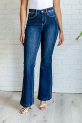 Hazel Blues® | Mavis High Rise Side Seam Detail Flare Jeans