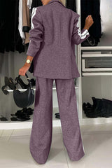 Hazel Blues® | Contrast Lapel Collar Top and Pants Set