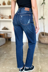 Hazel Blues® | Judy Blue High Waist Rigid Magic Heavy Destroy Straight Jeans