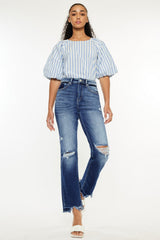 Hazel Blues® | Kancan High Rise Distressed Slim Straight Jeans