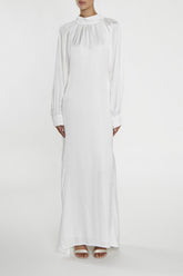 true Decadence Reyna White High-Neck Fishtail Maxi-Dress