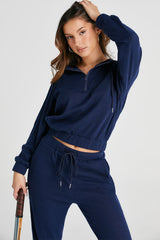 Hazel Blues® | Drawstring Half Zip Hoodie and Joggers Active Set