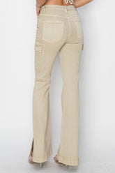 Hazel Blues® | RISEN High Rise Side Slit Cargo Bootcut Jeans