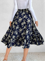Hazel Blues® | Printed Elastic Waist Midi Skirt