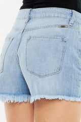 Hazel Blues® | Kancan Raw Hem Distressed High Waist Denim Shorts