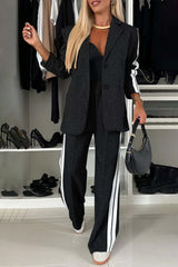 Hazel Blues® | Contrast Lapel Collar Top and Pants Set