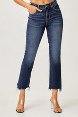 Hazel Blues® | Risen Frayed Hem Cropped Straight Jeans