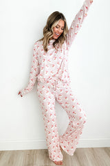 Hazel Blues® | Santa Print Long Sleeve Top and Pants Lounge Set
