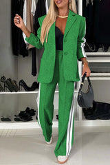 Hazel Blues® | Contrast Lapel Collar Top and Pants Set