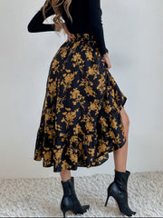 Hazel Blues® | Printed Elastic Waist Midi Skirt