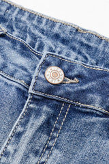 Hazel Blues® | Distressed Raw Hem Bootcut Jeans