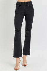 Hazel Blues® | RISEN High Rise Wide Waistband Ankle Bootcut Jeans