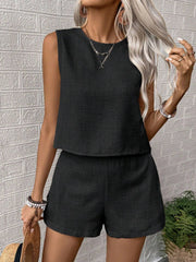 Hazel Blues® | Round Neck Sleeveless Top and Shorts Set