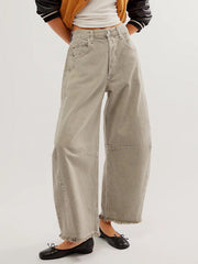 Hazel Blues® | Raw Hem Wide Leg Jeans with Pockets