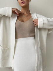 Hazel Blues® | Pocketed Long Sleeve Cardigan and Skirt Sweater Set