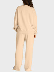 Hazel Blues® | Round Neck Long Sleeve Top and Slit Pants Set