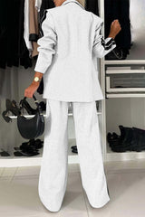 Hazel Blues® | Contrast Lapel Collar Top and Pants Set