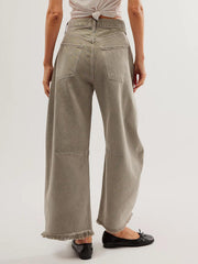 Hazel Blues® | Raw Hem Wide Leg Jeans with Pockets