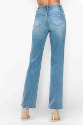 Hazel Blues® | bytos Distressed High Rise Straight Jeans