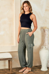 Hazel Blues® | Hailey & Co Textured Rib Cargo Pants