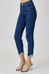 Hazel Blues® | RISEN Embellished Mid Rise Crop Skinny Jeans