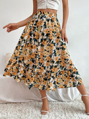Hazel Blues® | Printed Elastic Waist Midi Skirt
