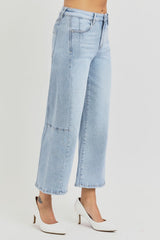 Hazel Blues® | RISEN High Rise Seamed Detail Wide Leg Crop Jeans