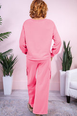 Hazel Blues® | Round Neck Long Sleeve Top and Drawstring Pants Set