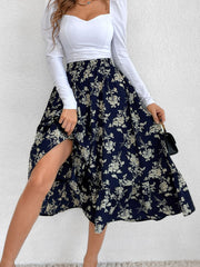 Hazel Blues® | Printed Elastic Waist Midi Skirt